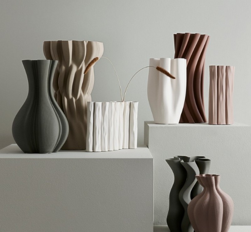 Vaso bianco a 8 scomparti in ceramica stampata 3D